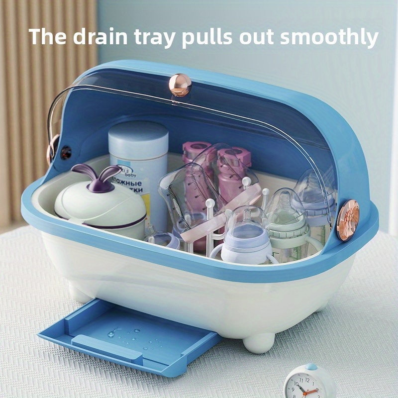 Baby Food Jars With Lids - กล่องเก็บขวดนมเด็กพร้อมฝาปิด ที่จัดระเบียบบนเคาน์เตอร์แบบโปร่งใส พร้อมชั้นวางระบายน้ำที่ถอดออกได้สำหรับขวดนม จุกนม และอุปกรณ์ต่างๆ